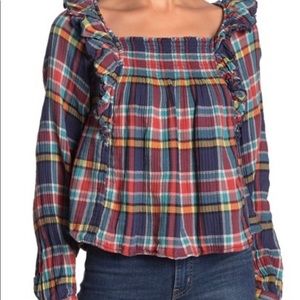 Free People Siena plaid Top
